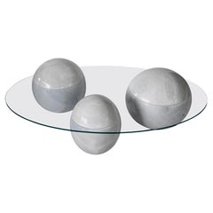 Ovni Uovo White Marble Glass Sculptural Coffee Table