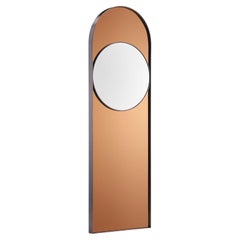 Ovo Arc Mirror, Clear Mirror Inset onto a Colored Glass Background