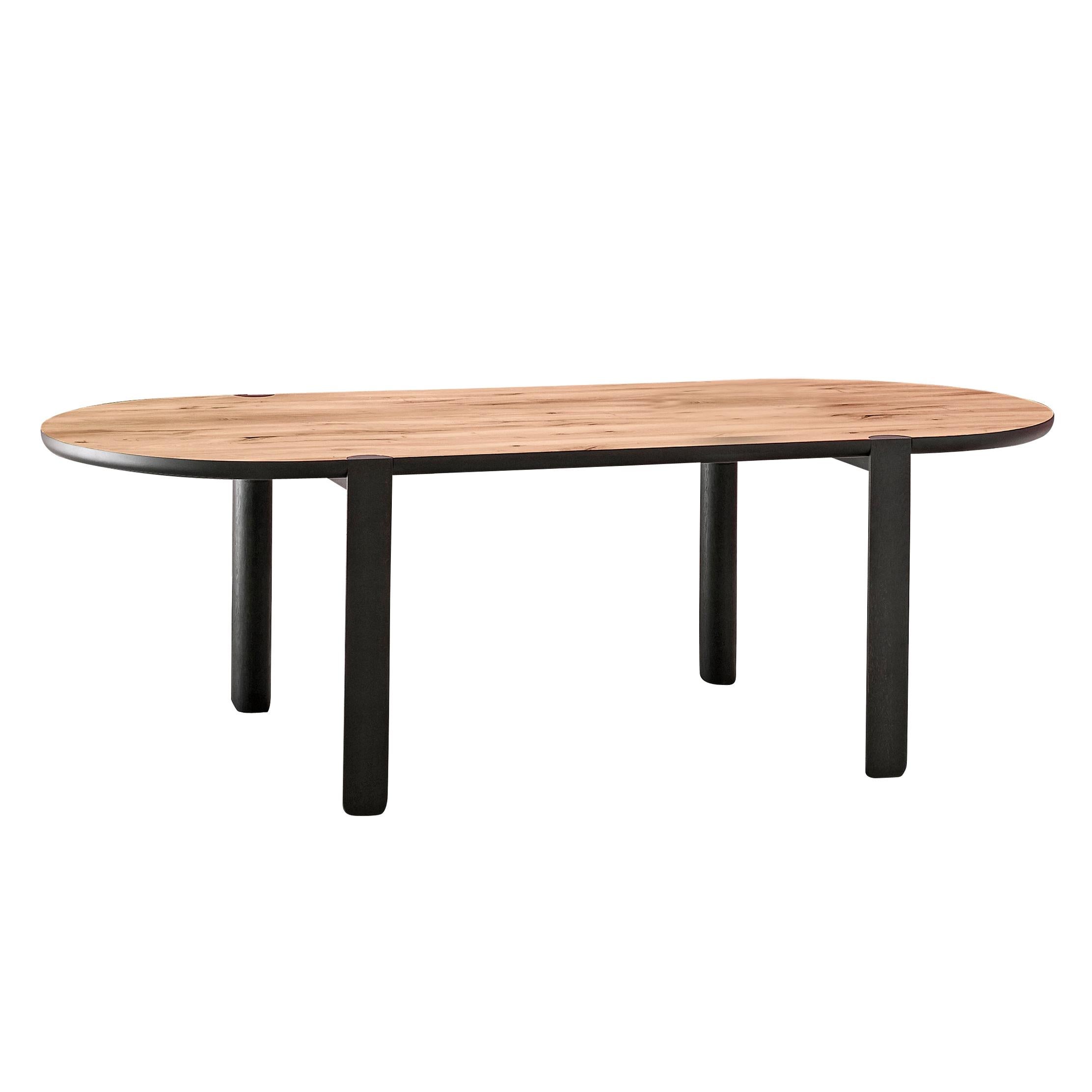Brown (Vintage Oak) Ovo Large Dining Table in Black Ash Legs, by E-GGS