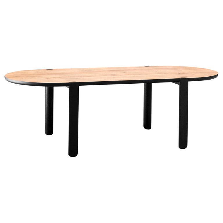 Ovo Small Dining Table with Black Ash Legs and Vintage Oak Top by E-GGS For Sale