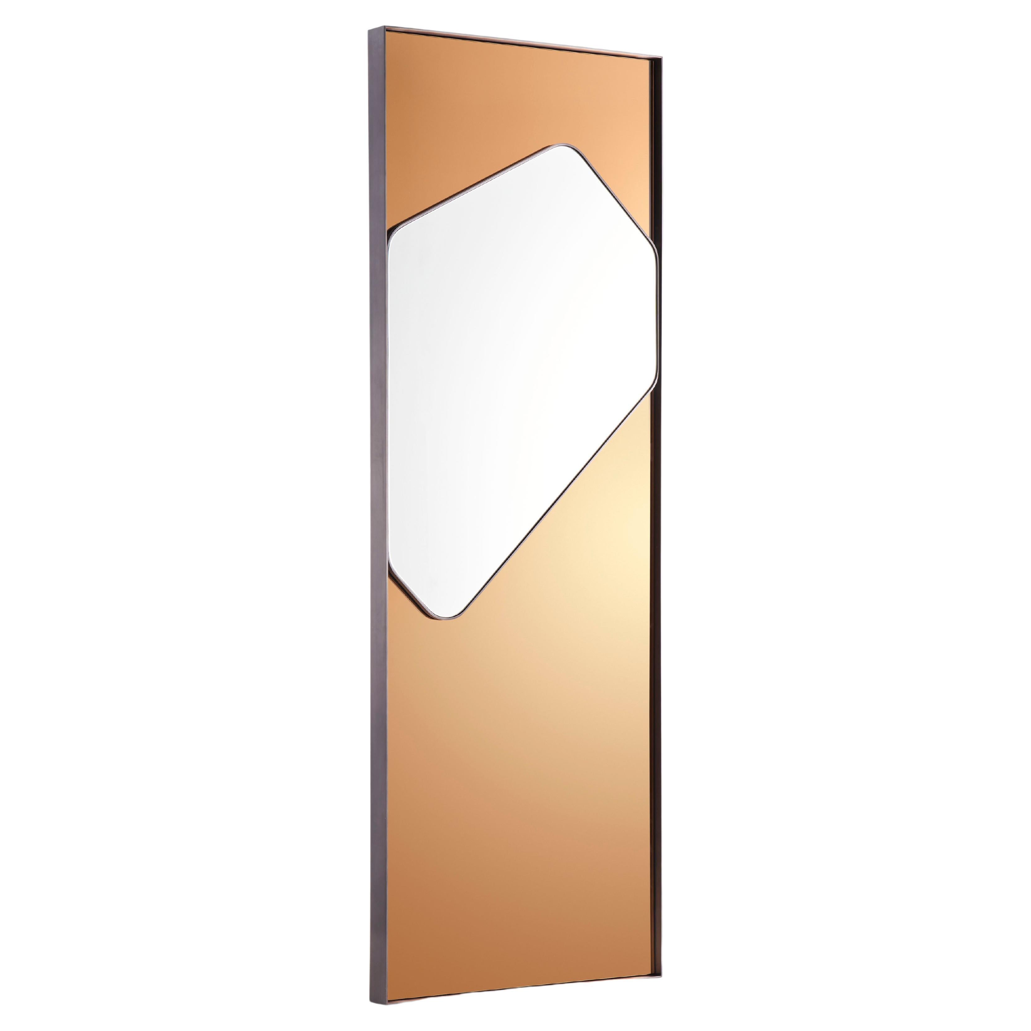 Trapezförmiger Spiegel, klares Spiegel-Spiegel auf farbigem Spiegelgrund im Angebot