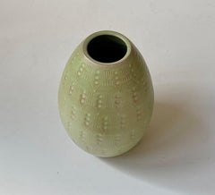 Ovoid Ceramic Vase in Green Glaze in the style of Anna-Lisa Thomson