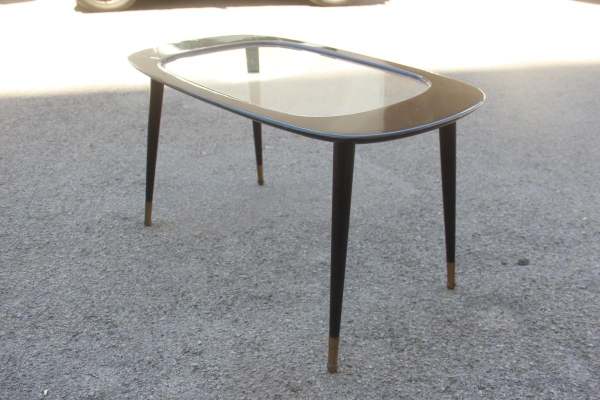 Ovoid Paolo Buffa Mahogany Mid-Century Table Coffe Italian Design Brass Feet  3