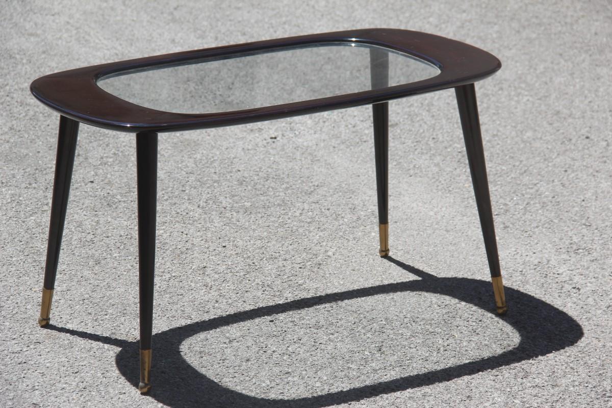 Ovoid Paolo Buffa Mahogany Mid-Century Table Coffe Italian Design Brass Feet  5