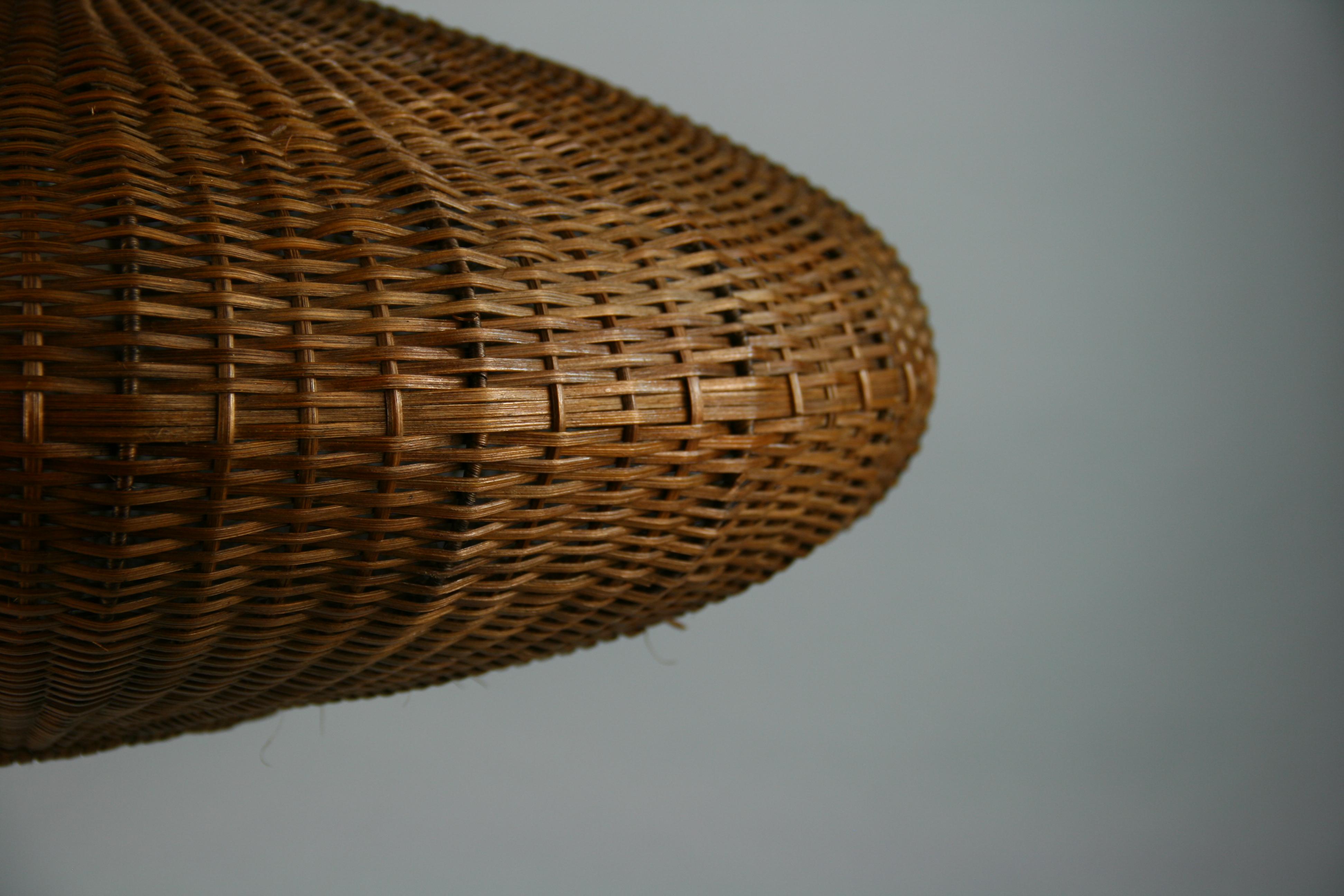 Large Ovoid Shaped Wicker Pendant For Sale 2