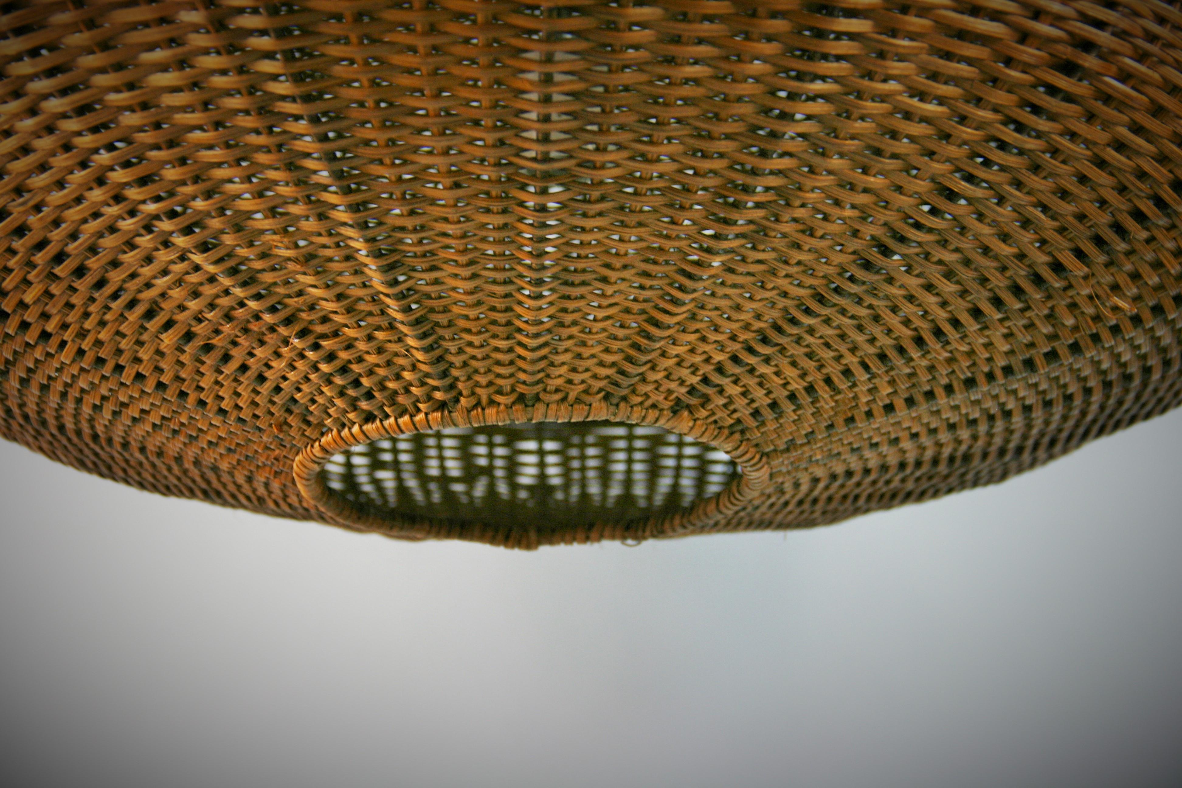 Large Ovoid Shaped Wicker Pendant For Sale 1