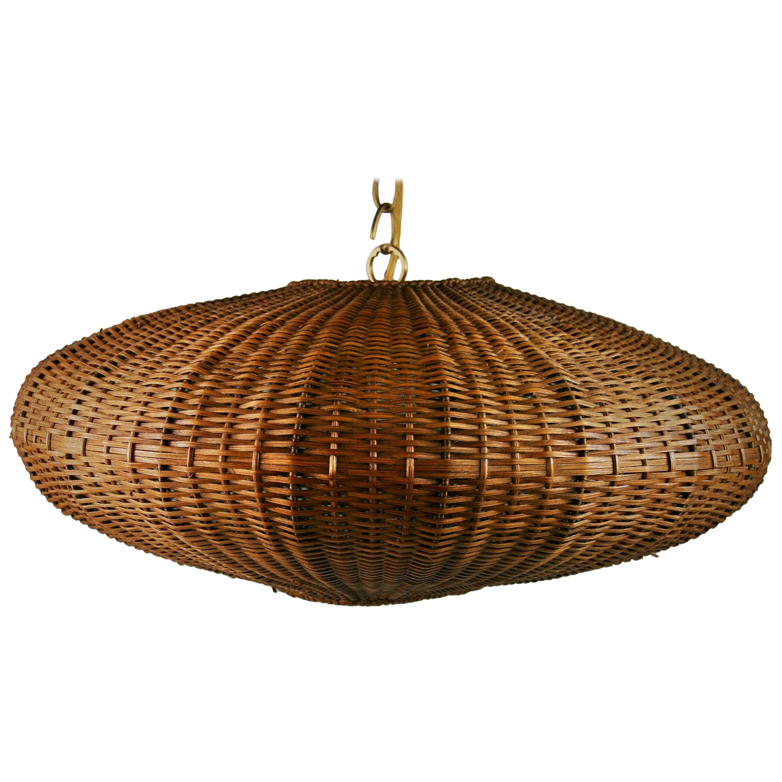 Large Ovoid Shaped Wicker Pendant For Sale