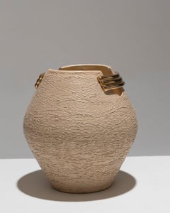 Ovoid Textured Faience Vase, 1940s
