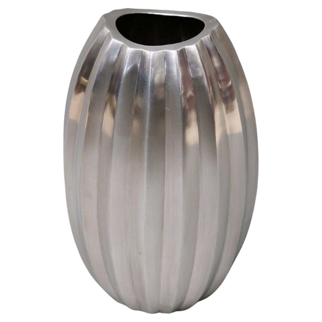 Ovoid Vase In Solid Silver Northern Italy For Sale