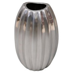 Vintage Ovoid Vase In Solid Silver Northern Italy