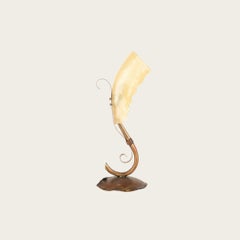 Ovular Blown Glass and Copper Table Lamp