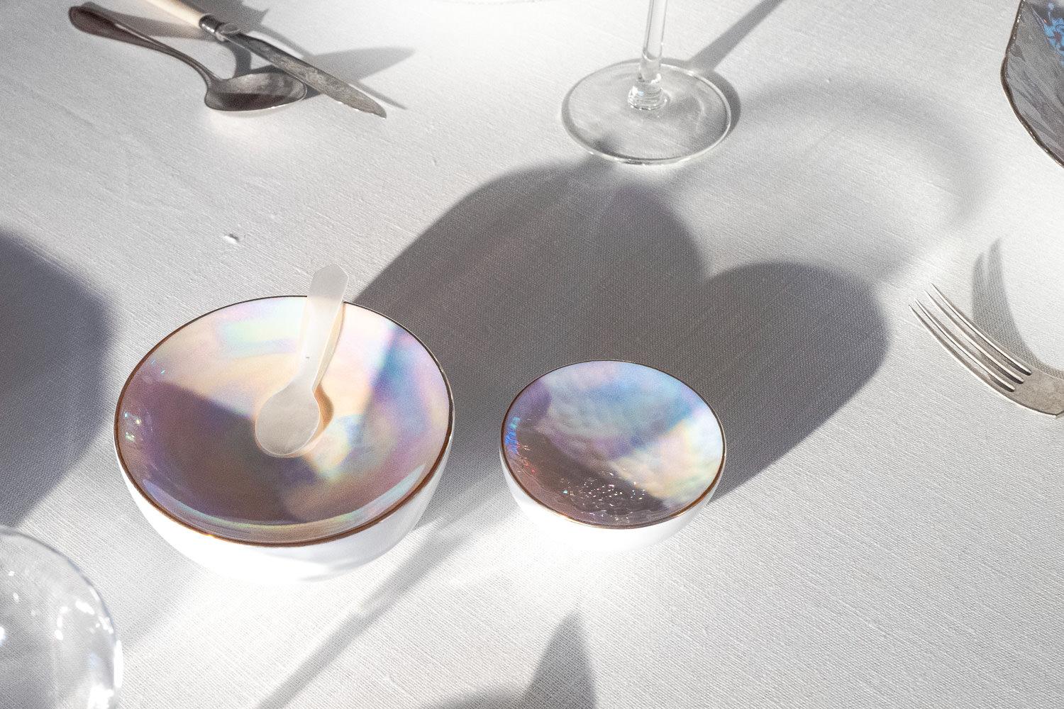 Contemporary Ovum. nº8 / iridescent / side dish - handmade porcelain tableware For Sale