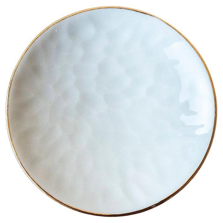Ovum, Nº9 / White + Golden Rim / Side Dish, Handmade Porcelain Tableware For Sale