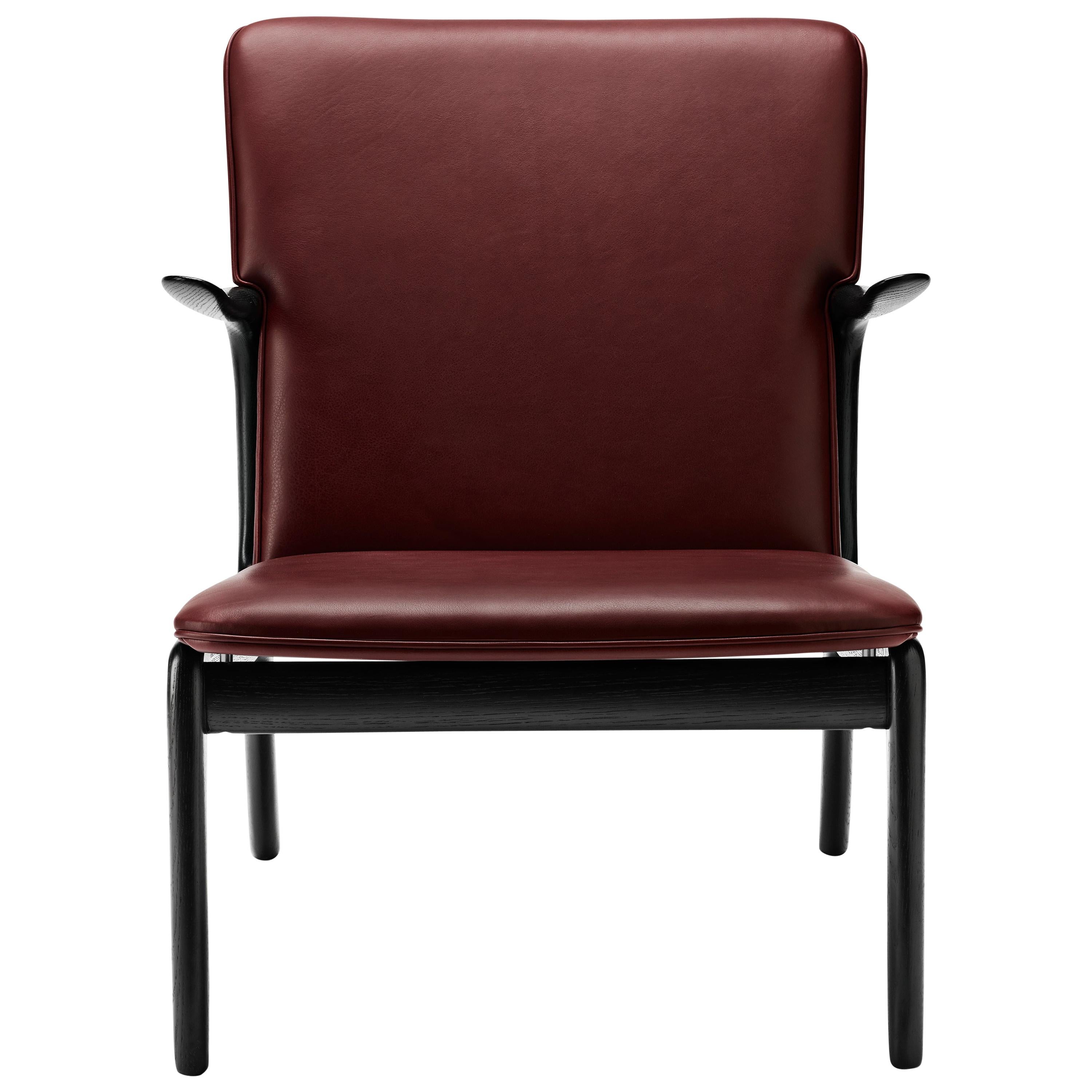 Red (Sif 93) OW124 Beak Chair in Oak Painted Black by Ole Wanscher