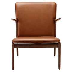 OW124 Beak Chair in Walnut Oil with Sif 95 Leather by Ole Wanscher
