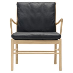 'OW149 Colonial ' Chair in Oak, Black Leather and Oil for Carl Hansen & Son
