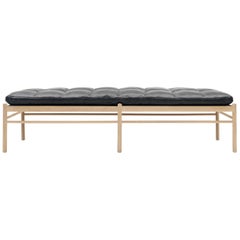 OW150 Colonial Daybed in Oak Soap with Leather Cushion by Ole Wanscher