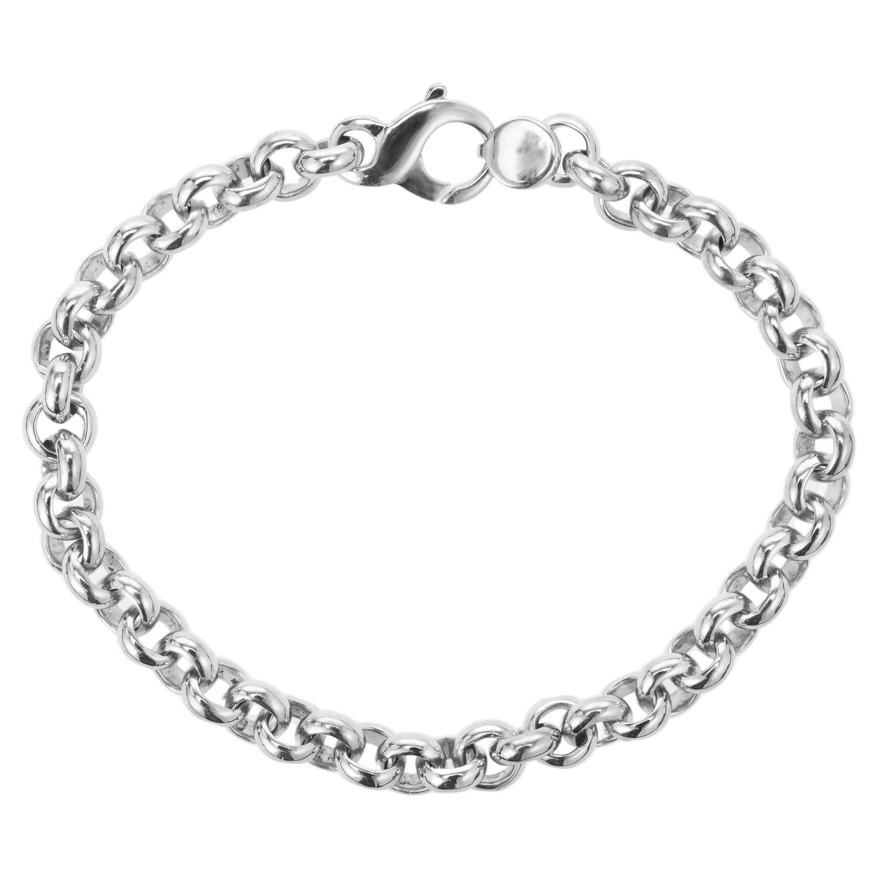 OWC White Gold Mens Link Bracelet at 1stDibs mens gold bracelets 18k