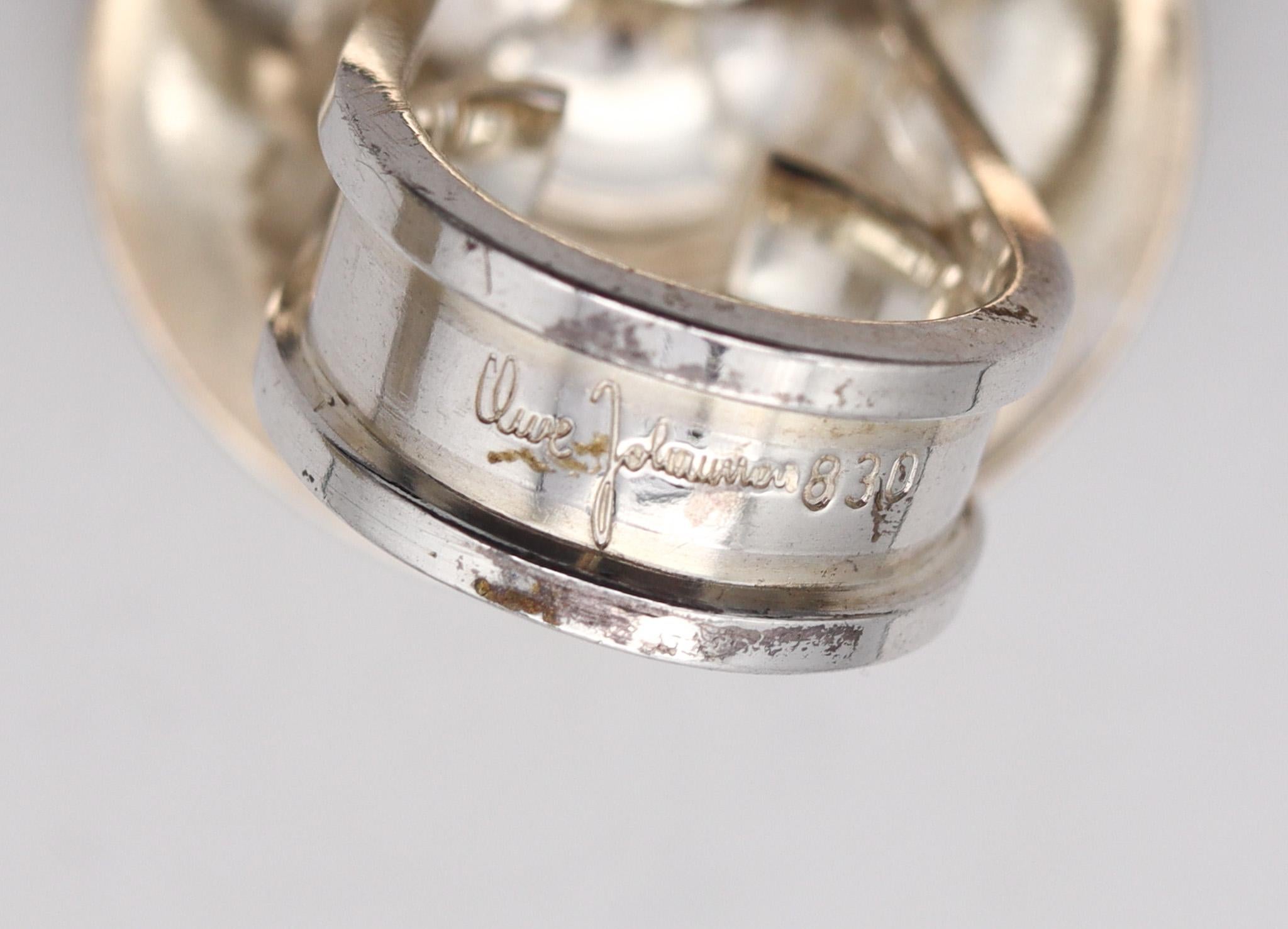 Women's Owe Johansson 1970 Finland Modernist Domed Ring in Solid .925 Sterling Silver For Sale