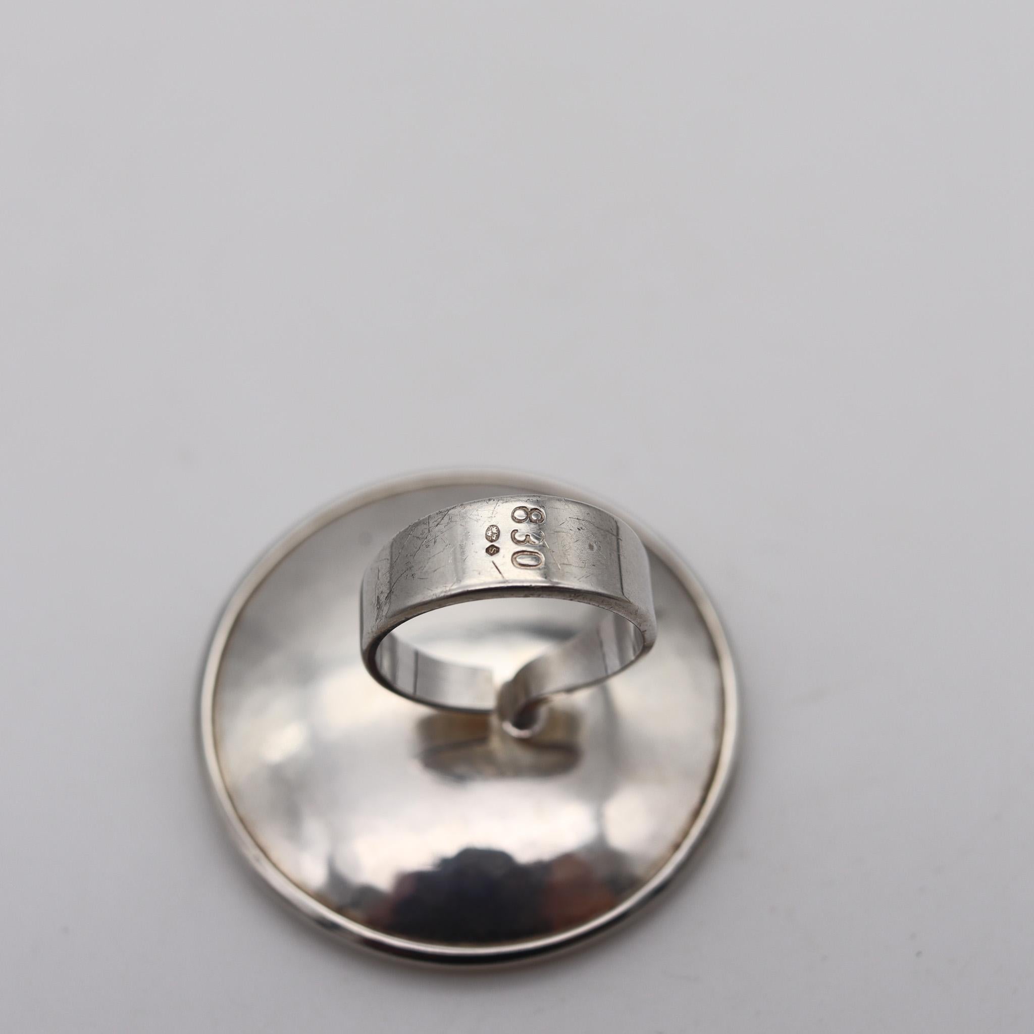 Owe Johansson 1970 Finland Modernist Domed Ring in Solid .925 Sterling Silver For Sale 1