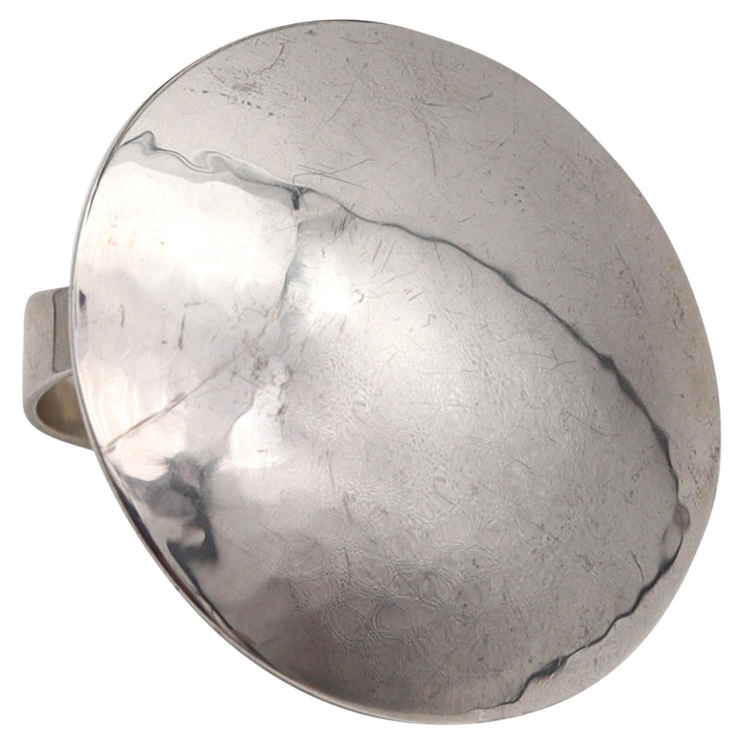 Owe Johansson 1971 Finland Modernist Domed Ring in Solid .925 Sterling Silver For Sale