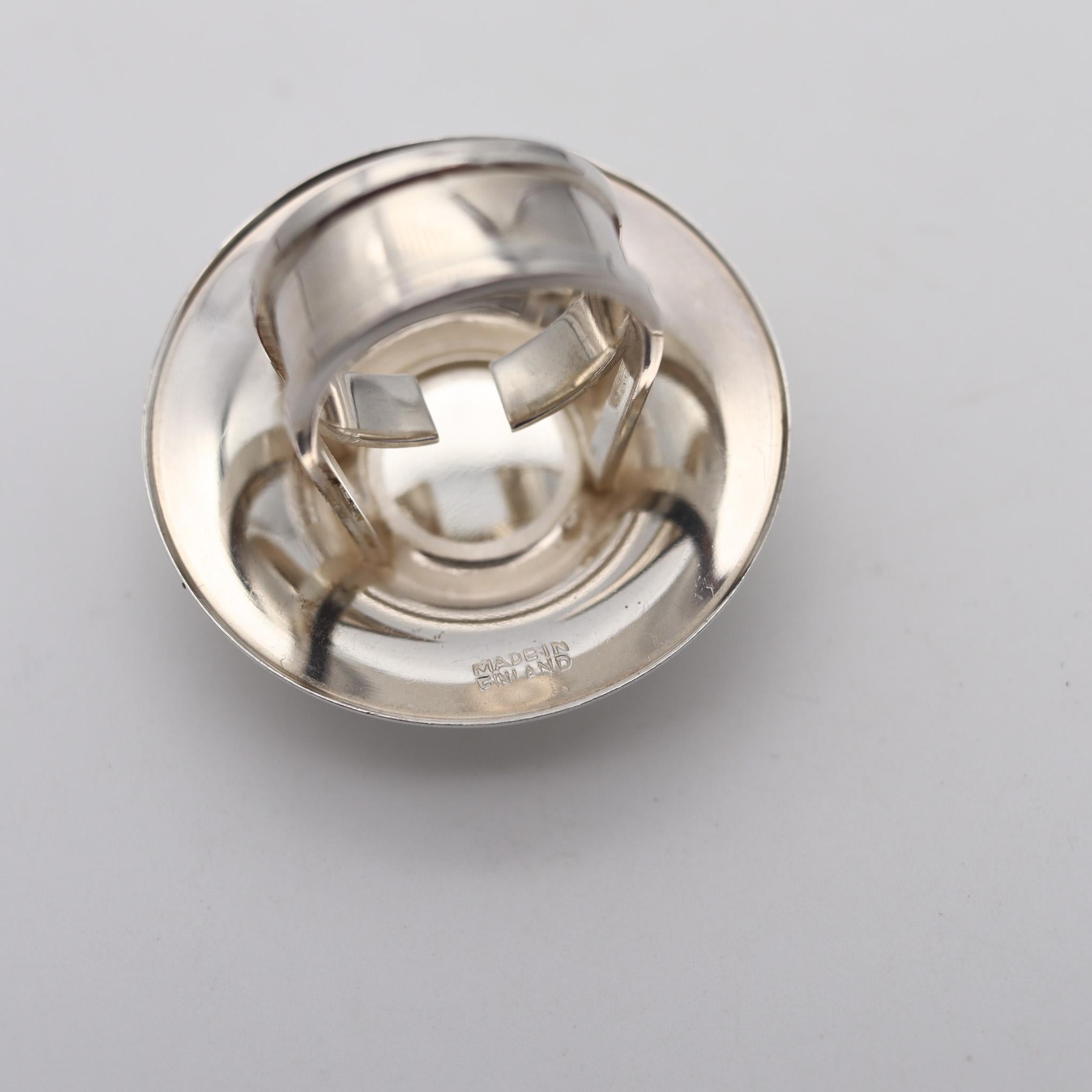 Anello modernista Owe Johansson 1972 Finlandia in sterlina massiccia .925 e pirite In condizioni ottime in vendita a Miami, FL