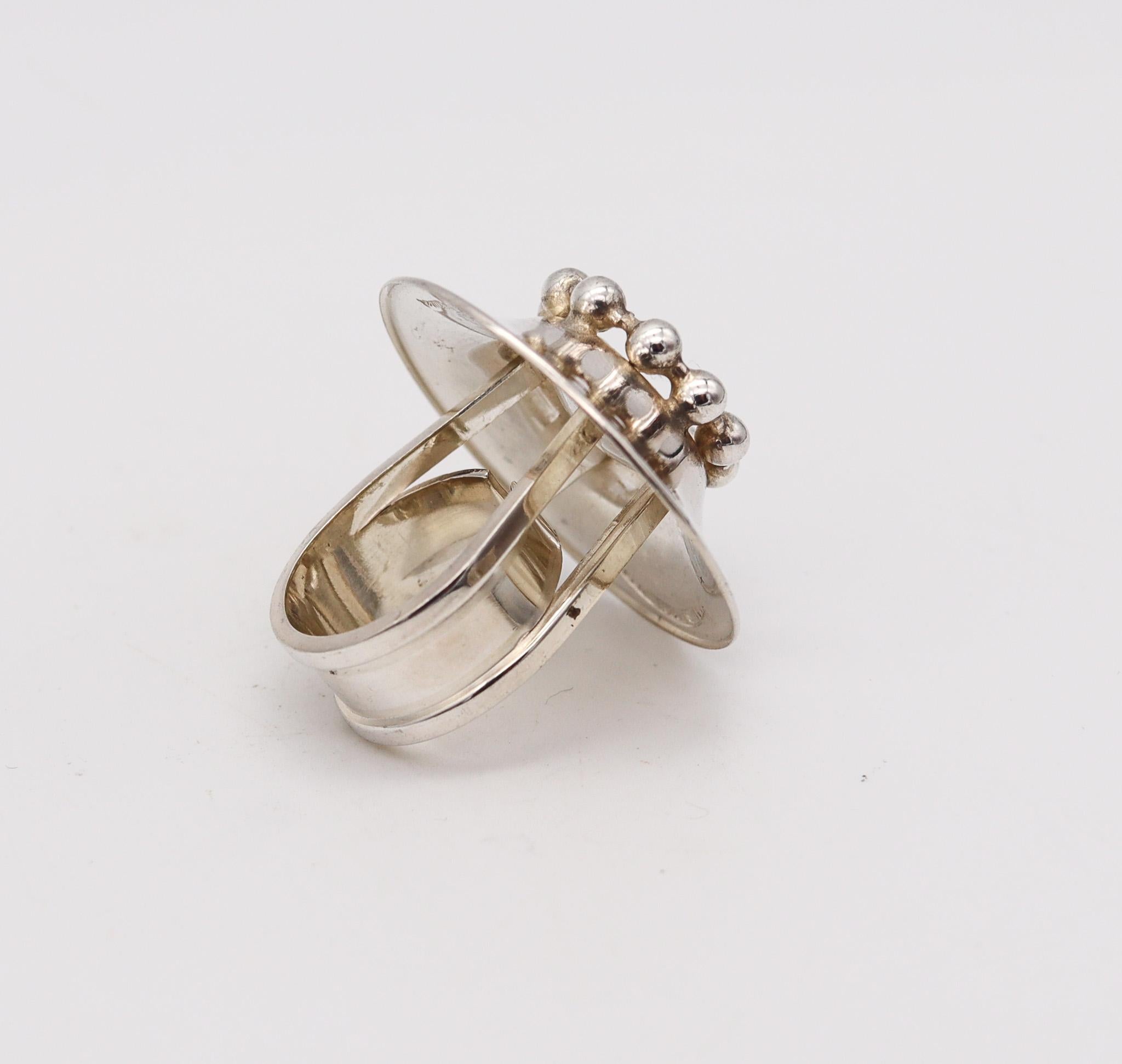 Owe Johansson 1972 Finland Modernist Ring in Solid .925 Sterling Silver In Excellent Condition For Sale In Miami, FL