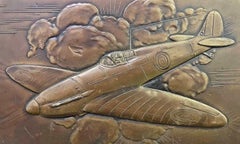 "Owed So Much", Rare Sculptural Plaque with Spitfire Airplane & Churchill Quote