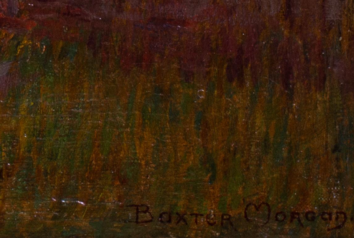 Britannico, pittura ad olio dei primi del Novecento che raffigura un pastore che torna a casa al tramonto in vendita 1