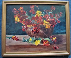 Nature morte aux fleurs, fleurs murales, par Owen Bowen, aquarelle