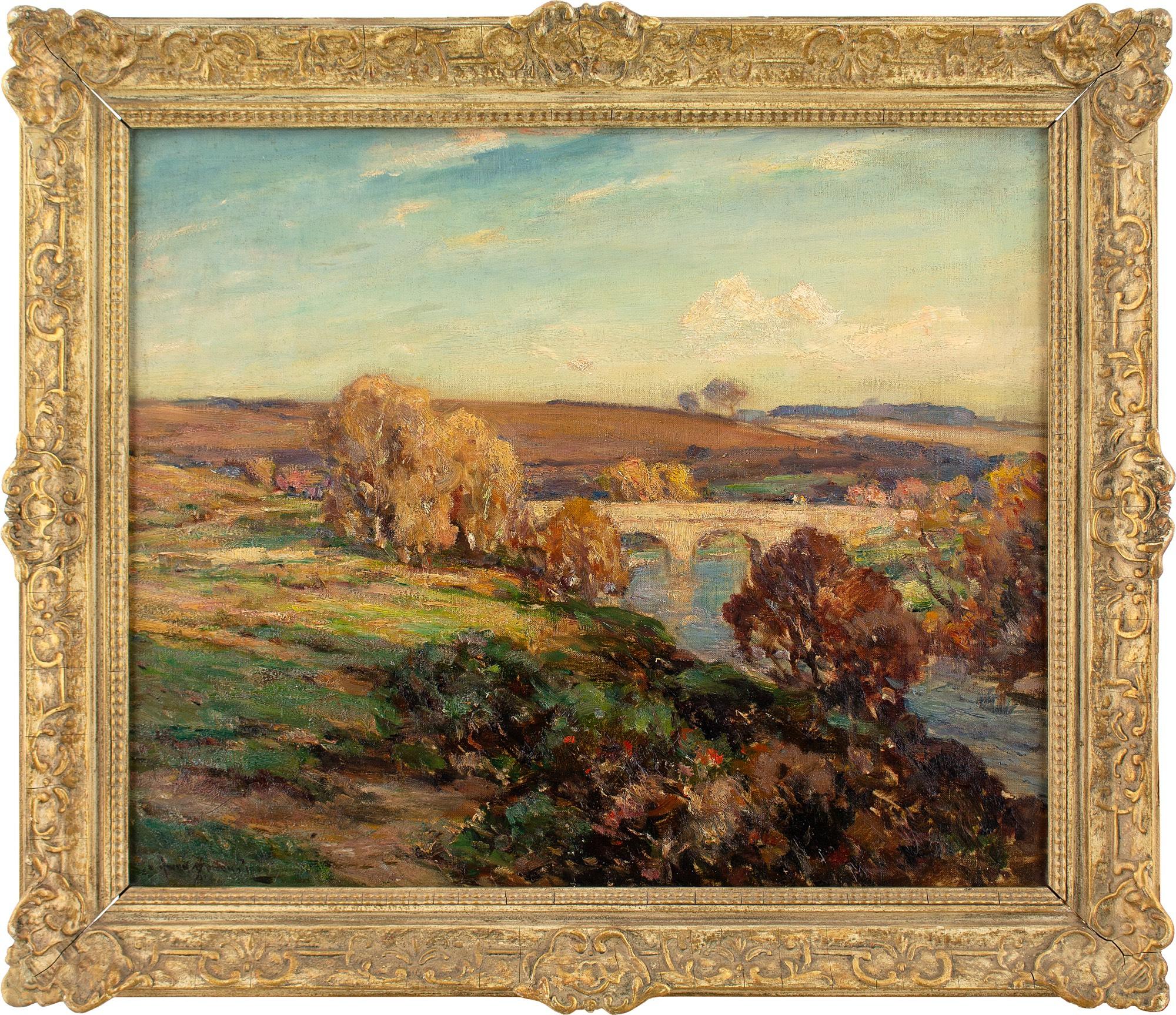 This early 20th-century oil painting by British artist Owen Bowen (1873-1967) depicts a picturesque view on the River Wharfe in Yorkshire.

Imbued with an irrepressible spirit, Bowen approached his works with confidence and dexterity. By 19, he’d