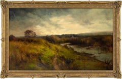 Antique Owen Bowen ROI, River Landscape With Figure