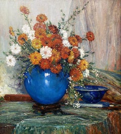 Still Life with Flowers in a Blue Vase
