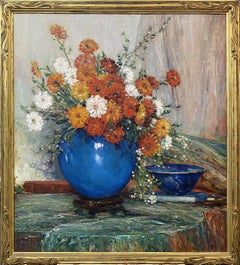 Still Life with Flowers in a Blue Vase