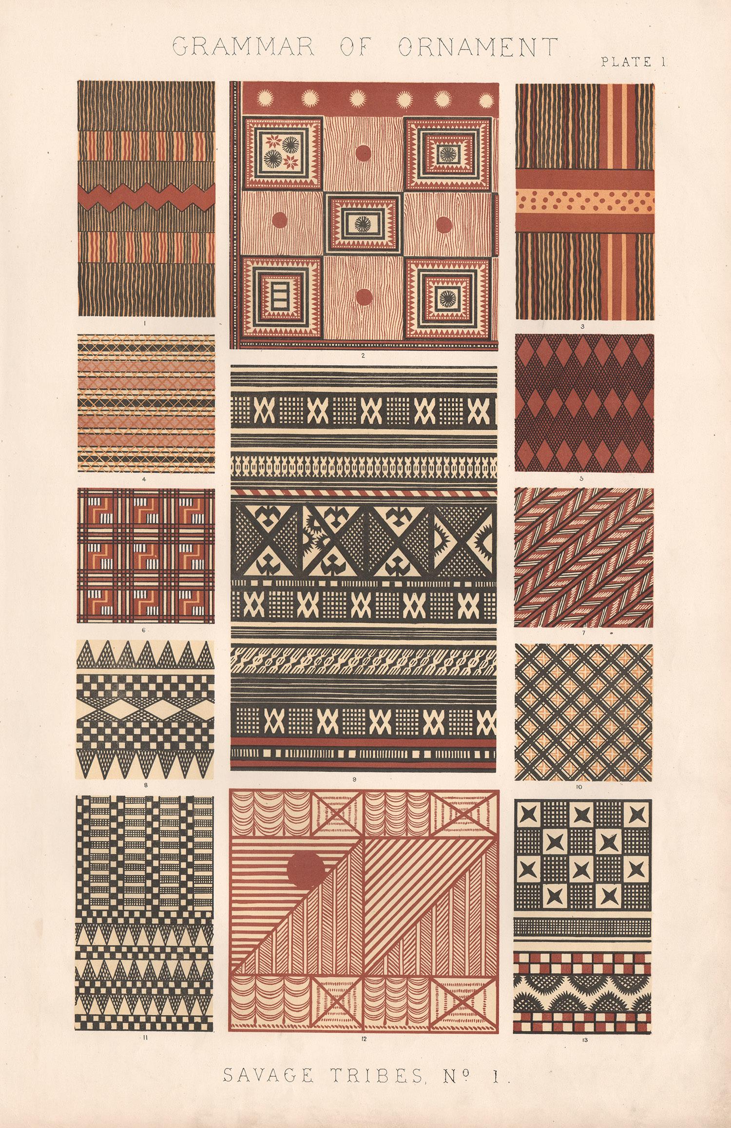 Tribes Savage, Grammar of Ornament, Owen Jones, fin du 19e siècle, 1868