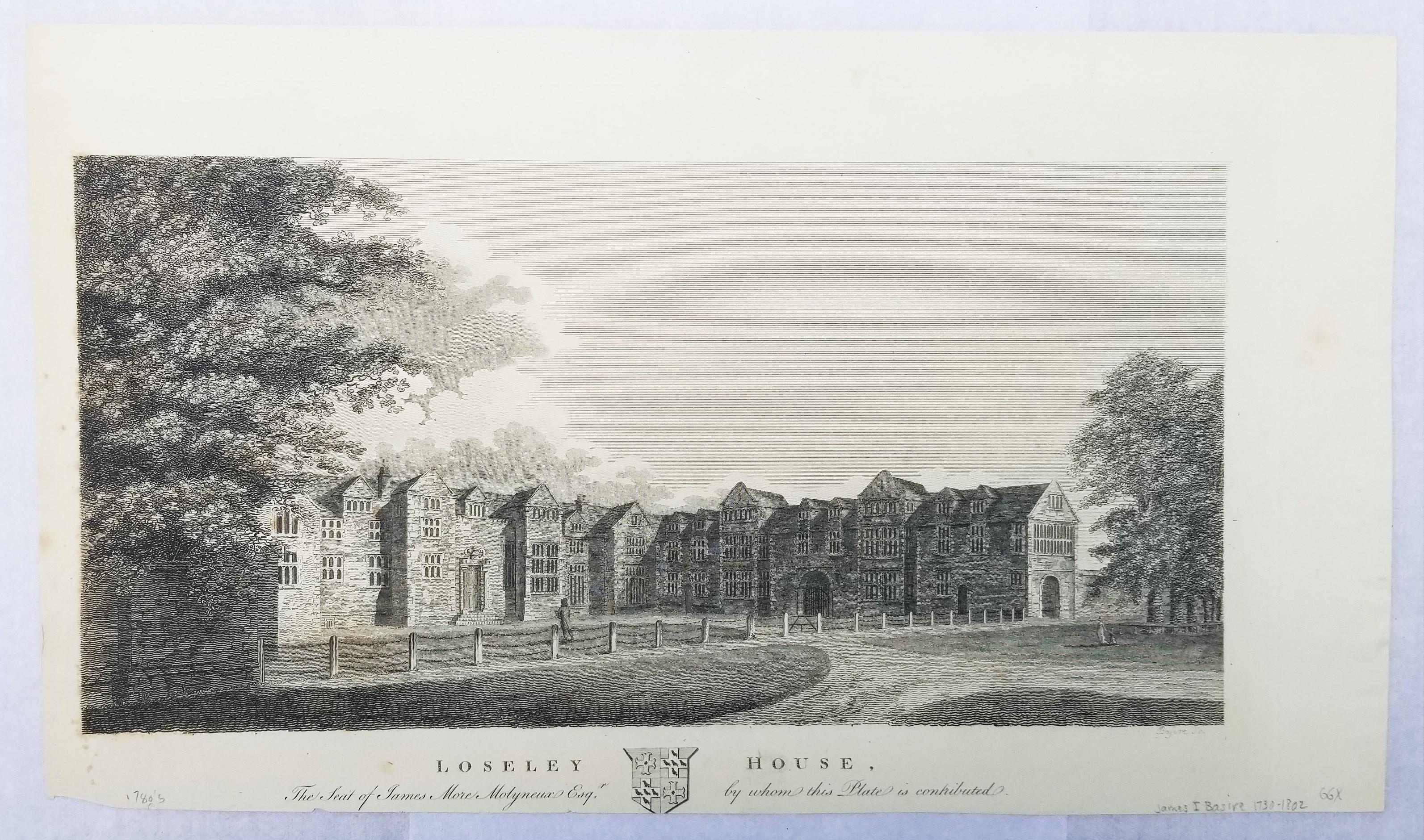 Loseley House, la sede di James More Molyneux Esq. /// Paesaggio inglese del Surrey - Print Vittoriano di Owen Manning