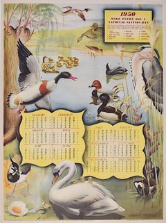 Owen Miller National Savings 1950 poster calendrier vintage original 