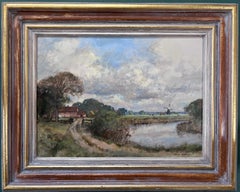 Impressionist Norfolk landscape painting, circle of Edward Seago, Arnesby Brown