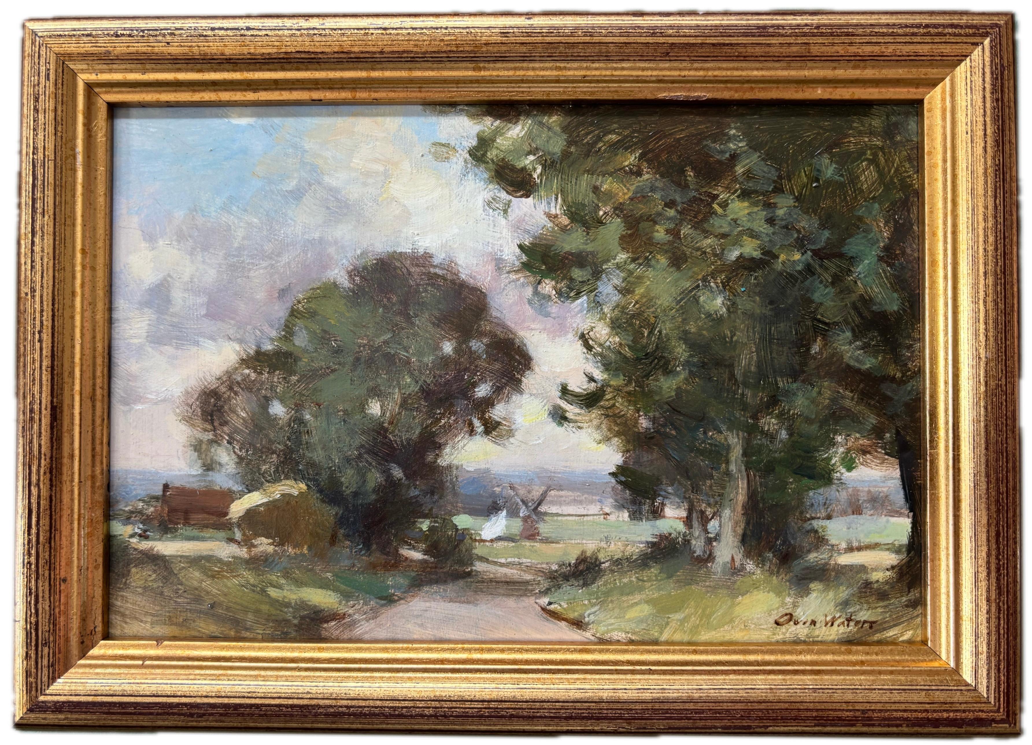 Impressionist Norfolk landscape painting, circle of Edward Seago, Arnesby Brown