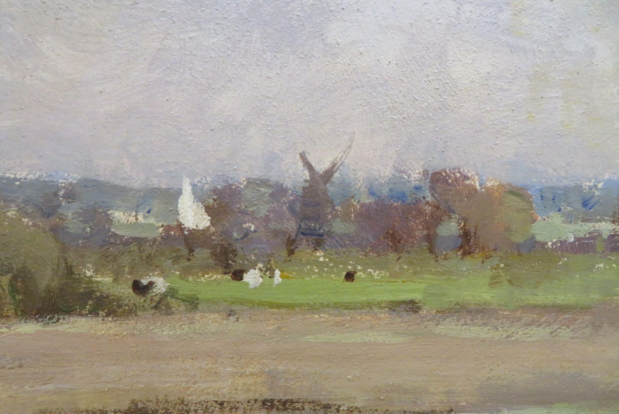Peinture à l'huile originale impressionniste anglaise EAST ANGLIAN LANDSCAPE Norfolk - Painting de Owen Waters