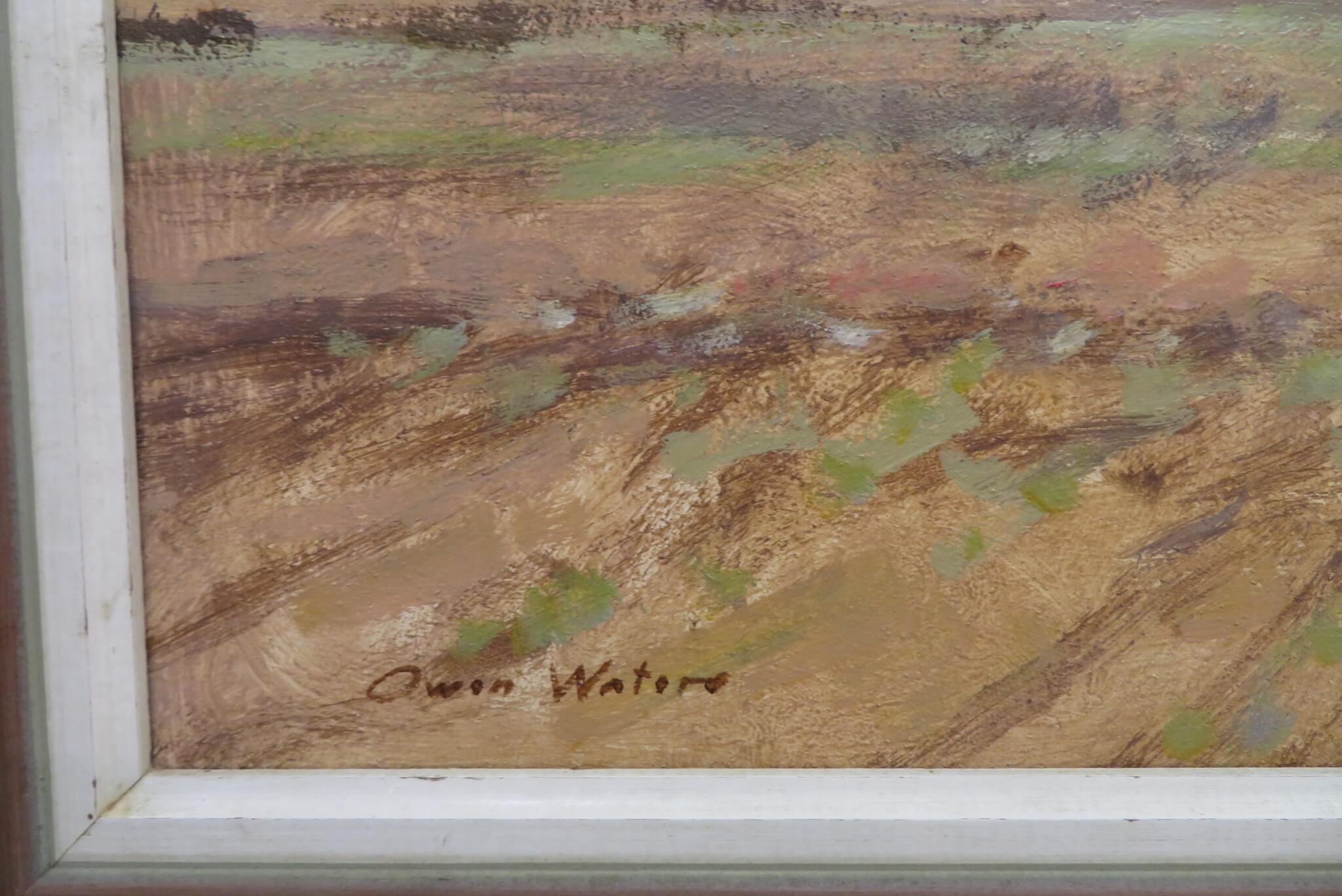 Peinture à l'huile originale impressionniste anglaise EAST ANGLIAN LANDSCAPE Norfolk - Gris Landscape Painting par Owen Waters