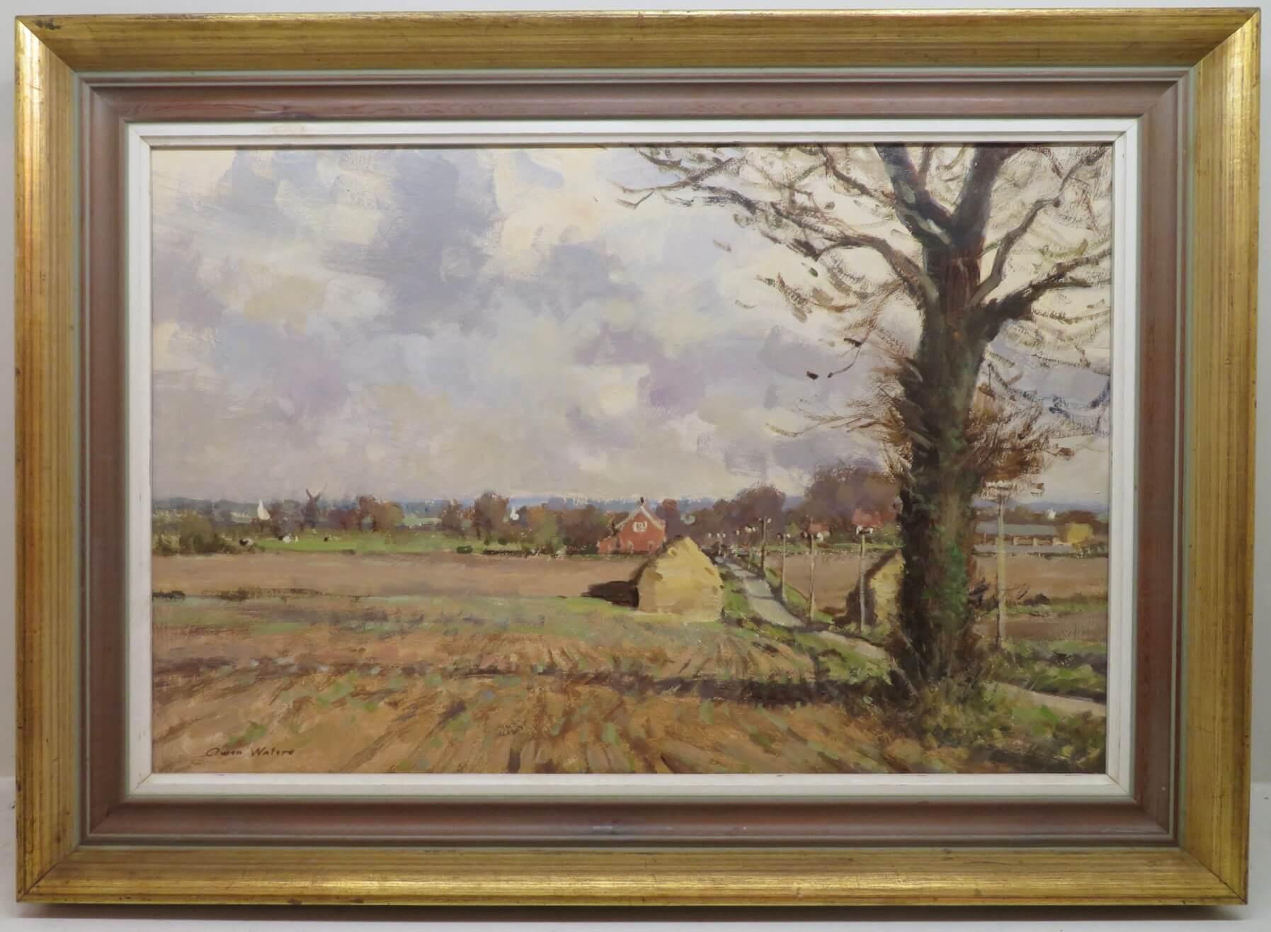 Peinture à l'huile originale impressionniste anglaise EAST ANGLIAN LANDSCAPE Norfolk en vente 1