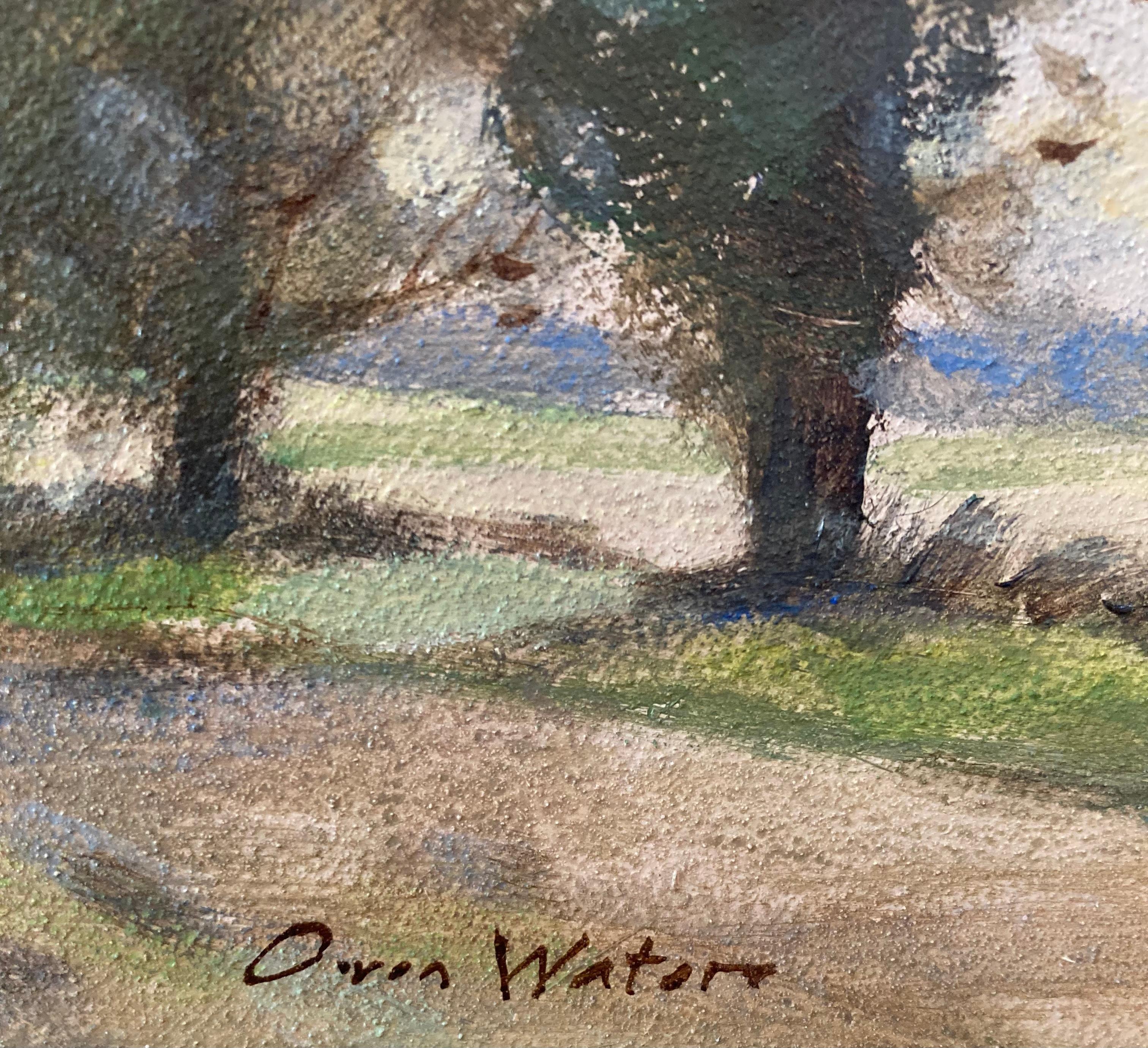 A wonderful example of the artist's work depicting an idyllic scene in the Norfolk countryside.

Owen Waters (1916-2004)
Norfolk pastures
Signed, inscribed to the reverse
Oil on board
9 x 12 inches excluding frame
12  x 15 with frame

Owen Waters