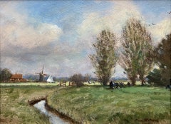 Antique Owen Waters, Impressionist landscape, circle of Edward Seago