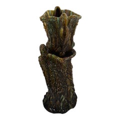 Owens Blended Majolica Art Pottery Heron Birds Figural Jardiniere Pedestal