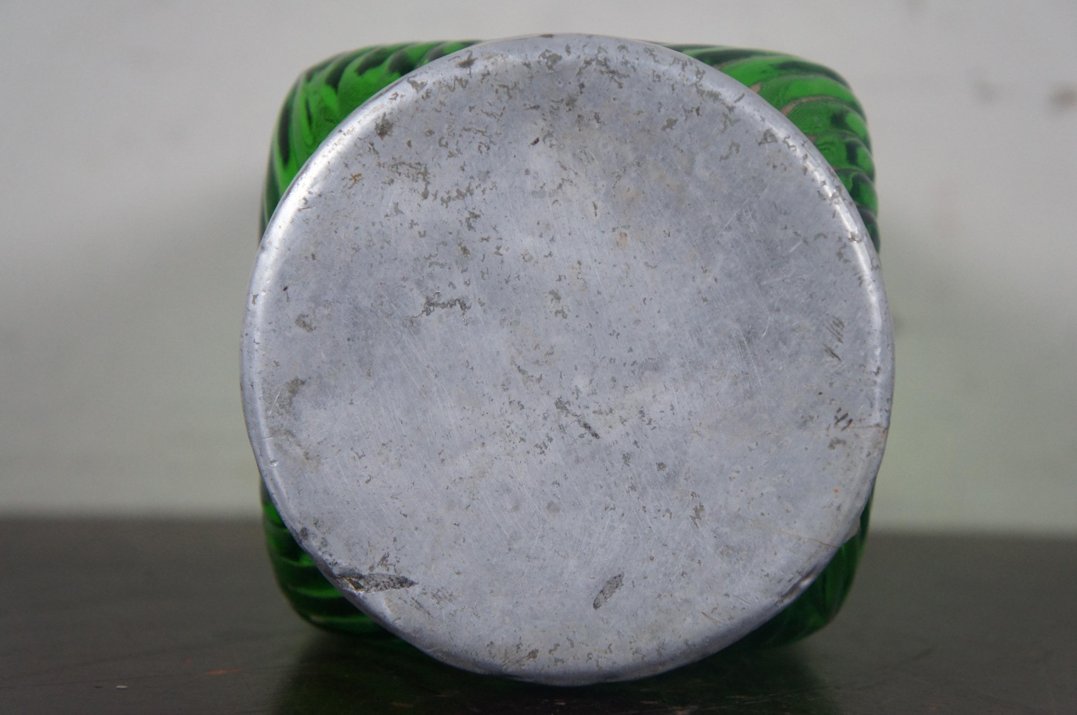 green depression glass canister