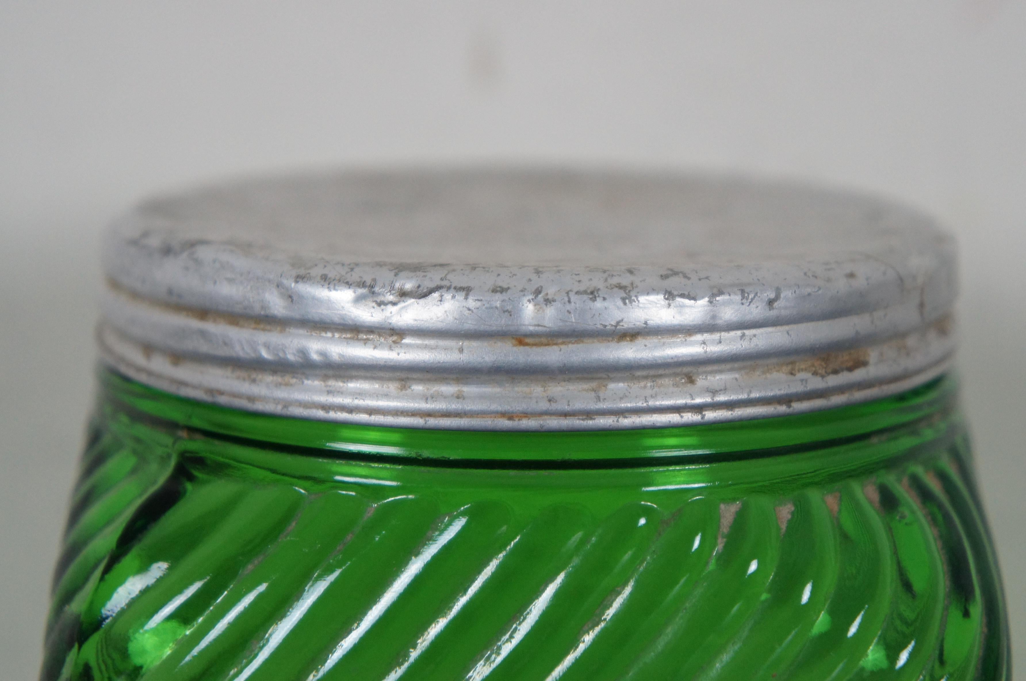 green glass cookie jar
