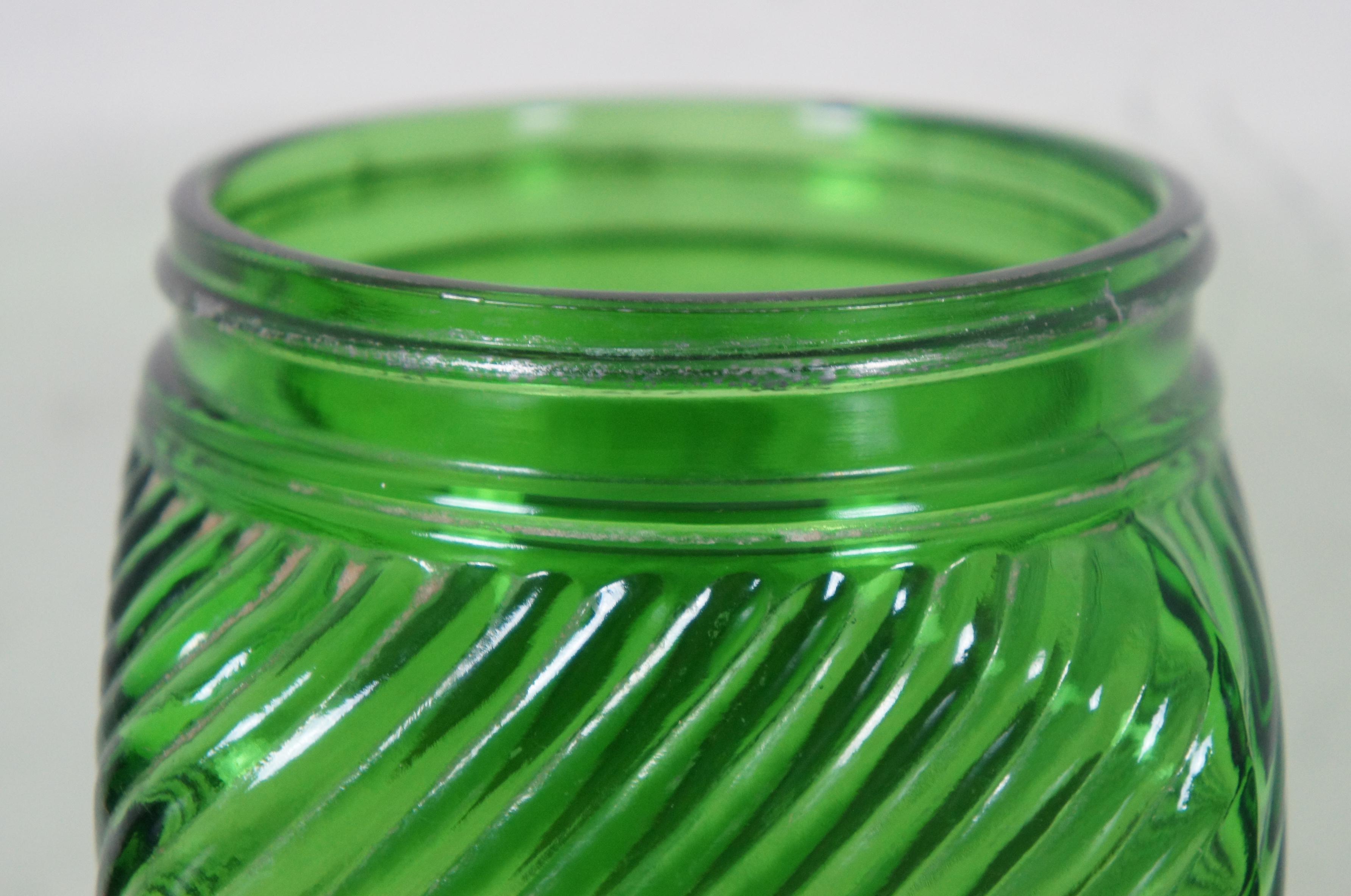 20th Century Owens Illinois Green Depression Glass Cereal Cookie Canister Biscuit Jar Hoosier