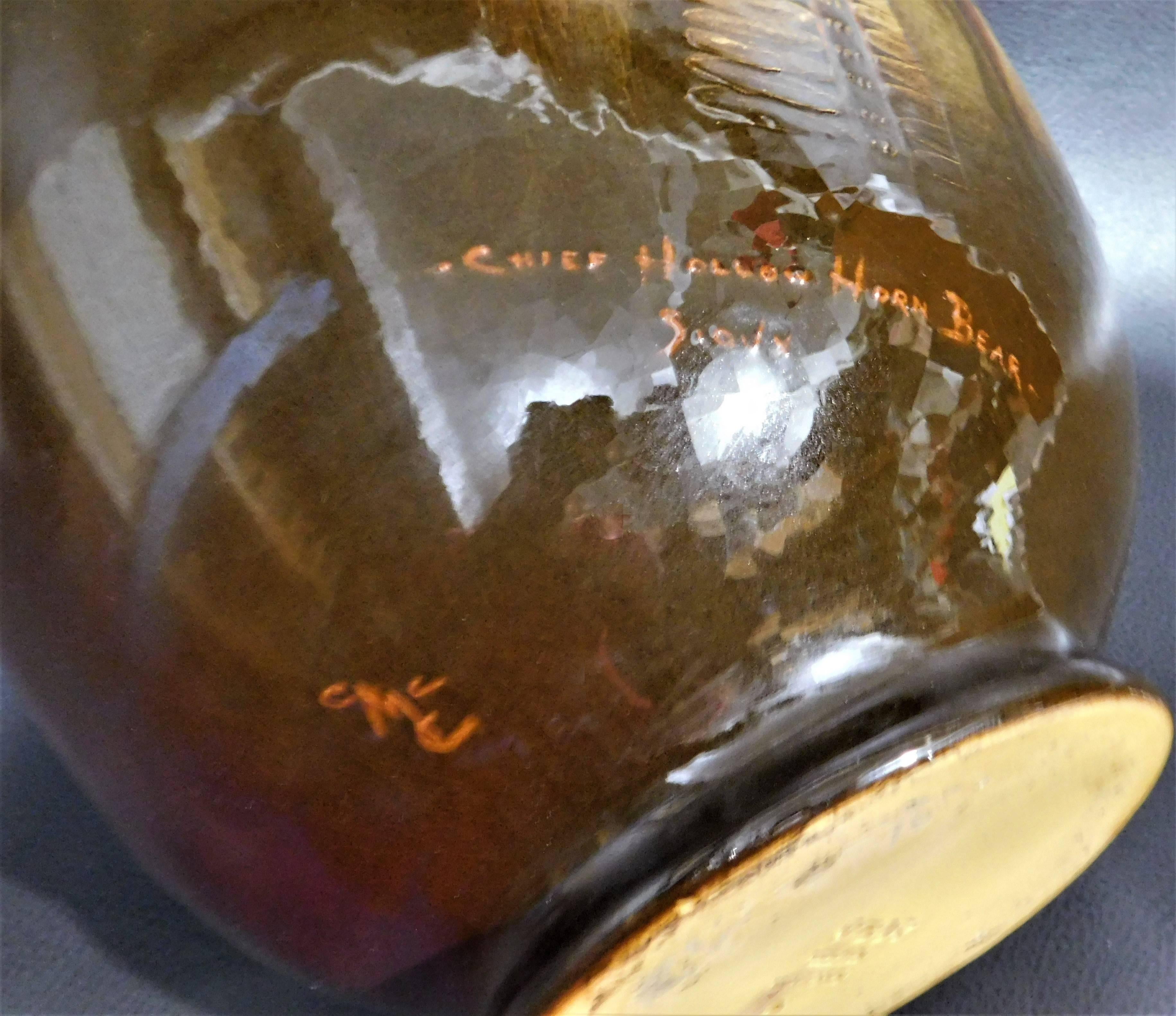 Vase utopique Owens Pottery amérindien Sioux Chief Bear Cora McCandless en vente 4