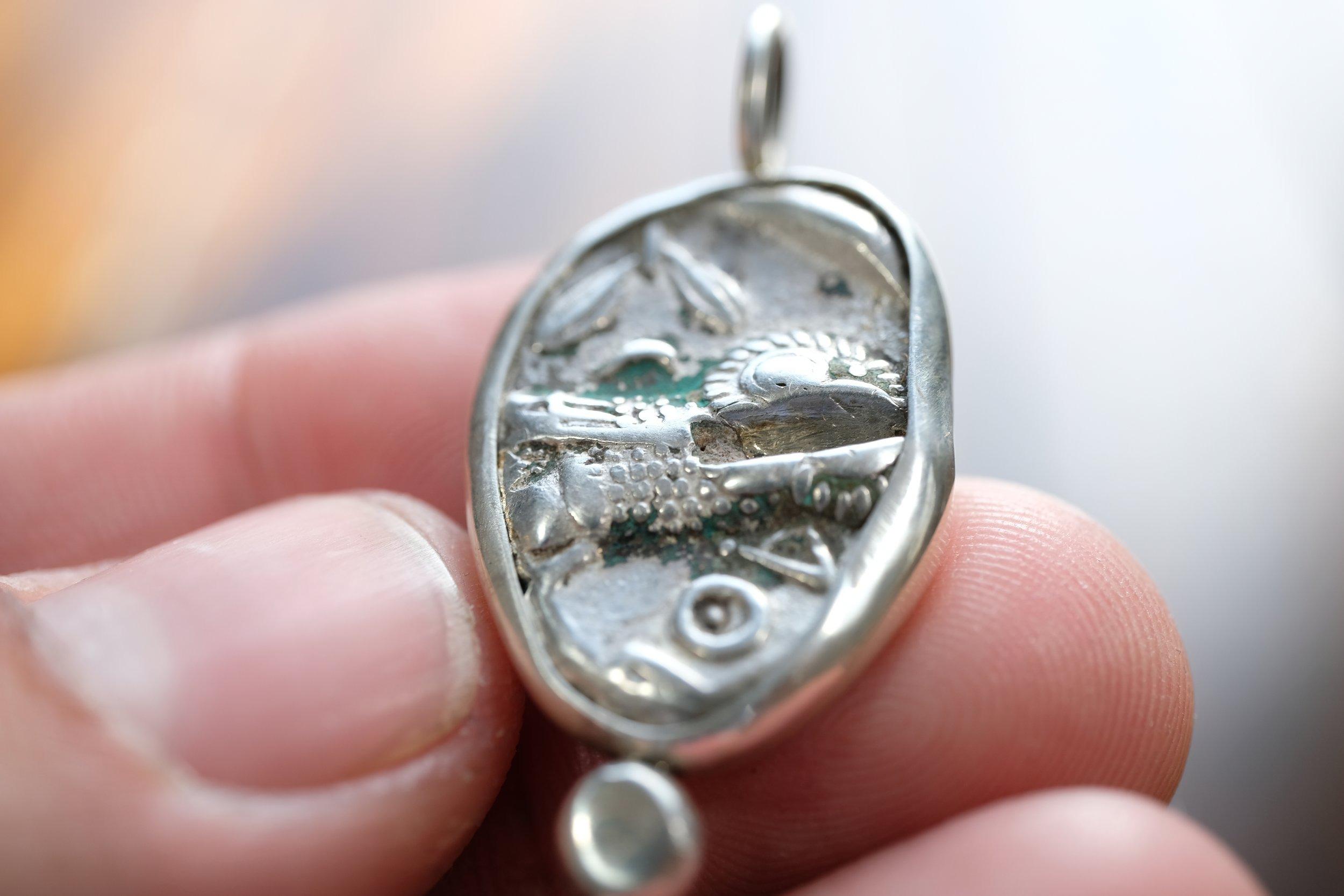 Gufo e Atena 450 a.C. Atene Set da mano in argento sterling in vendita 5